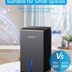 Dehumidifier, MORFY 52OZ Small Dehumidifier for Bedroom Bathroom RV with Auto Shut Off, Portable Quiet Dehumidifiers for Room Home Closet Laundry Room