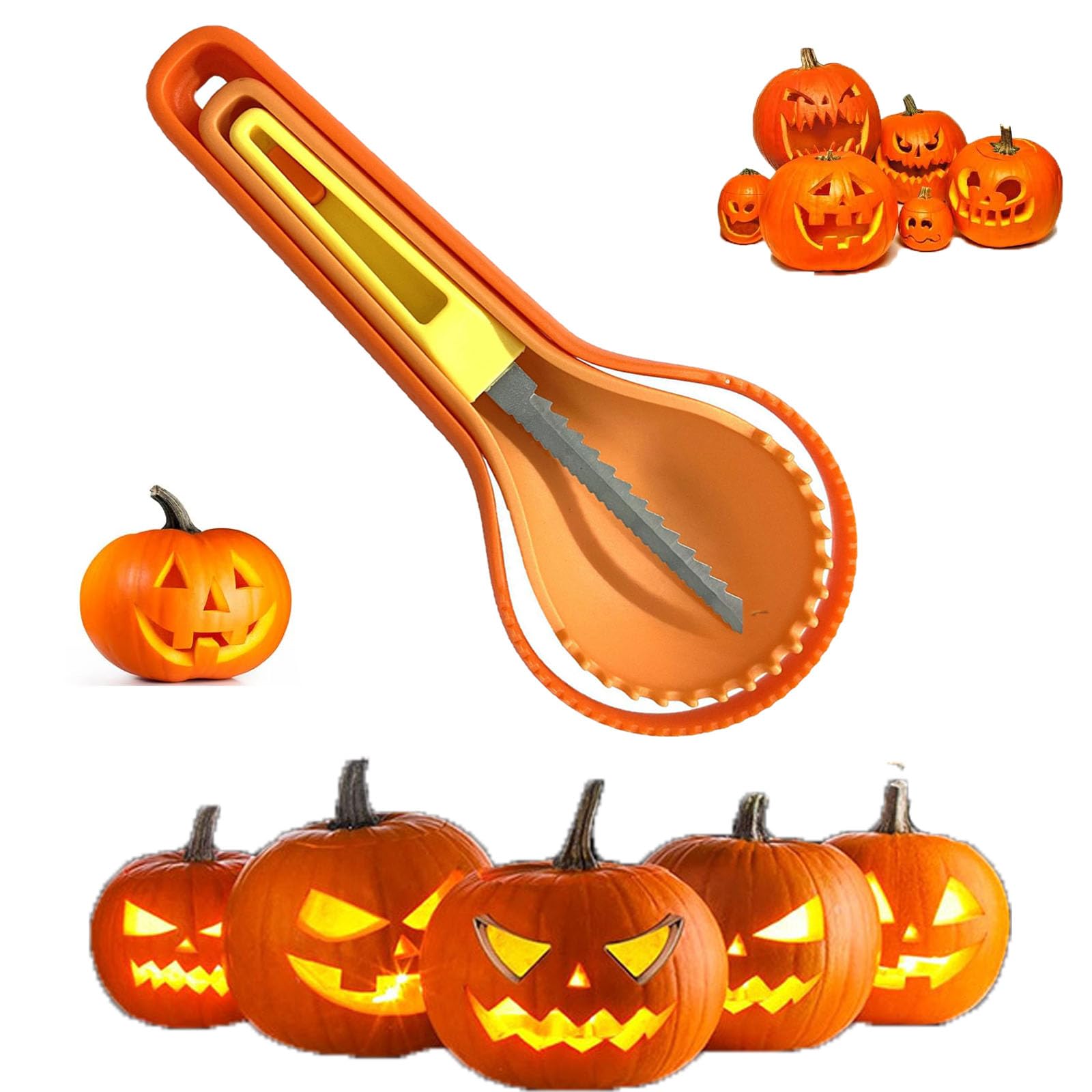 Lulong Pumpkin Carving Kit Tools Halloween, Professional Heavy Duty Carving Set, Stainless Steel Sculpting Tool Carving Knife for Halloween Decoration Jack-O-Lanterns, Gift for Halloween（3PCS