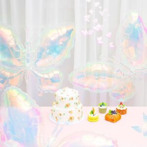 Poen 6 Pcs 40 Inch Butterfly Balloons Iridescent Butterfly Foil Balloons Holographic Butterfly Balloons Decorations Holographic Balloons for Birthday Baby Shower Wedding Butterfly Themed Party