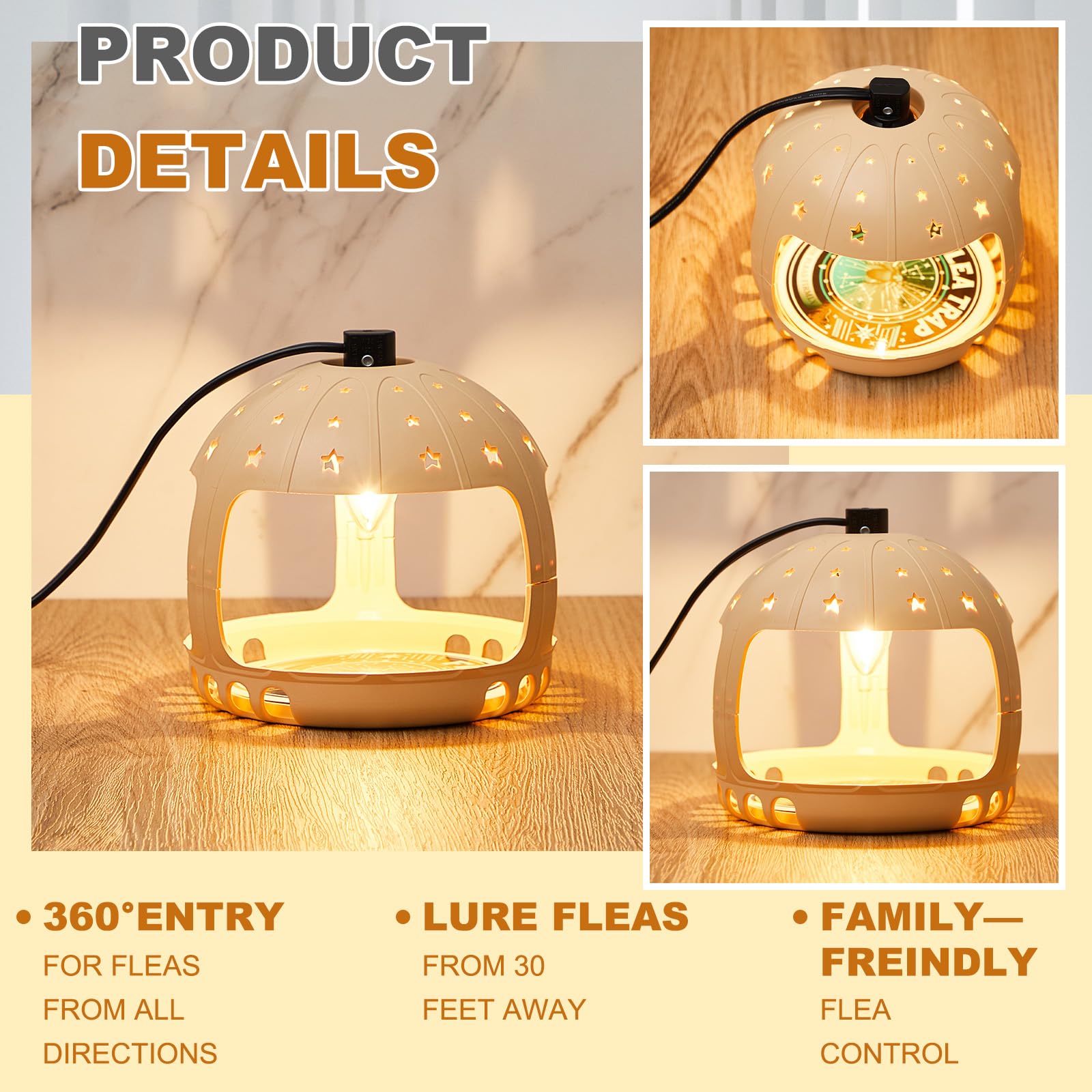 Qualirey 2 Pieces Flea Traps with 12 Sticky Disc 6 Bulbs 2 Electric Wires Flea Traps for Inside Your Home Safe Flea Light Trap for Indoor Safe to Pets