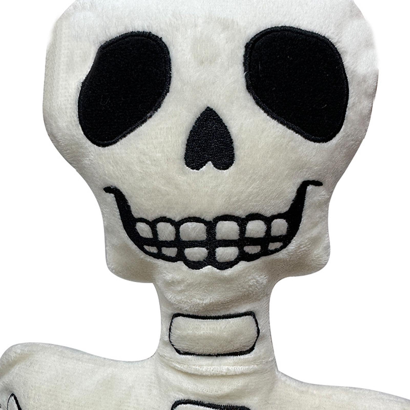 Halloween Skeleton Plush Doll, 37 Inch Skeleton Doll, Halloween Plush Pillow Shelf Decorations, Skeleton Plush Pillow Haunt House Ornaments, Handmade Halloween Decor White Bone Skeleton Stuffed Toy