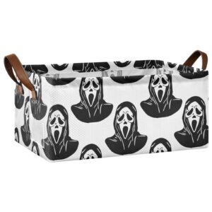 exnundod halloween ghost devil storage bins black mask scream stroage basket collapsible storage bin with handles organizing closet blanket toys