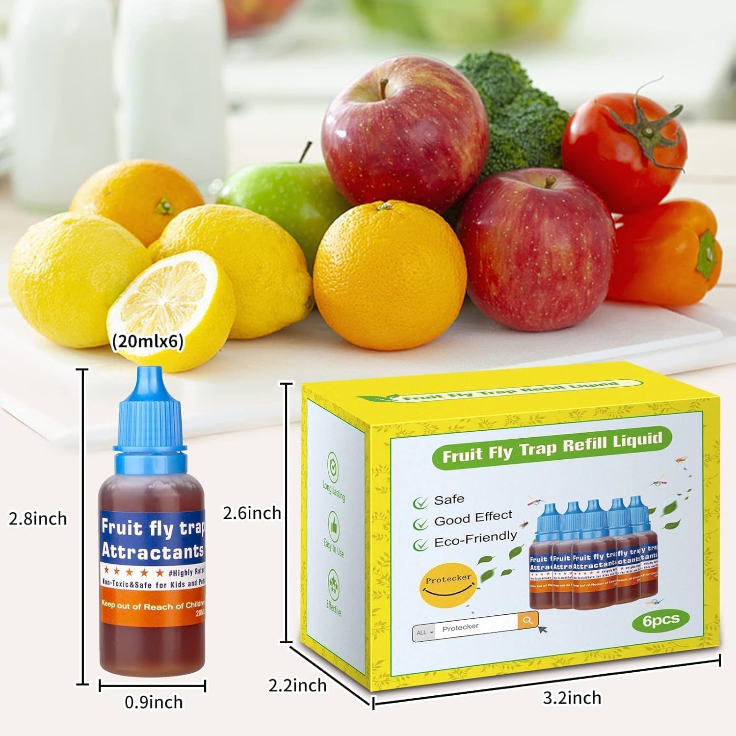 Efficient Gnat Killer Indoor, Upgrade Fruit Fly Trap Refill Liquid Only Fruit Fly Traps for Indoors Refill Liquid Fly Traps