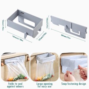 OneNine Wall-Mounted Foldable Trash Bag Holder, 2 PCS Wall Mounted Multifunctional Garbage Bag Holder, Portable Cabinet Rubbish Holder for Kitchen Bathroom Counter Toilet (White)