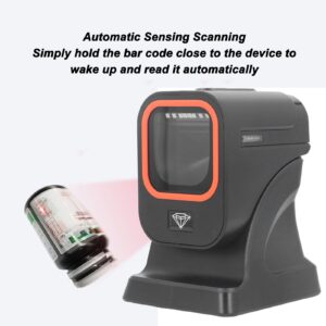 1D 2D Desktop Barcode Scanner, Automatic Sensing Omnidirectional Handsfree USB QR Barcode Reader, QR Barcode Scanner for Warehouse, Supermarket, Retail Store