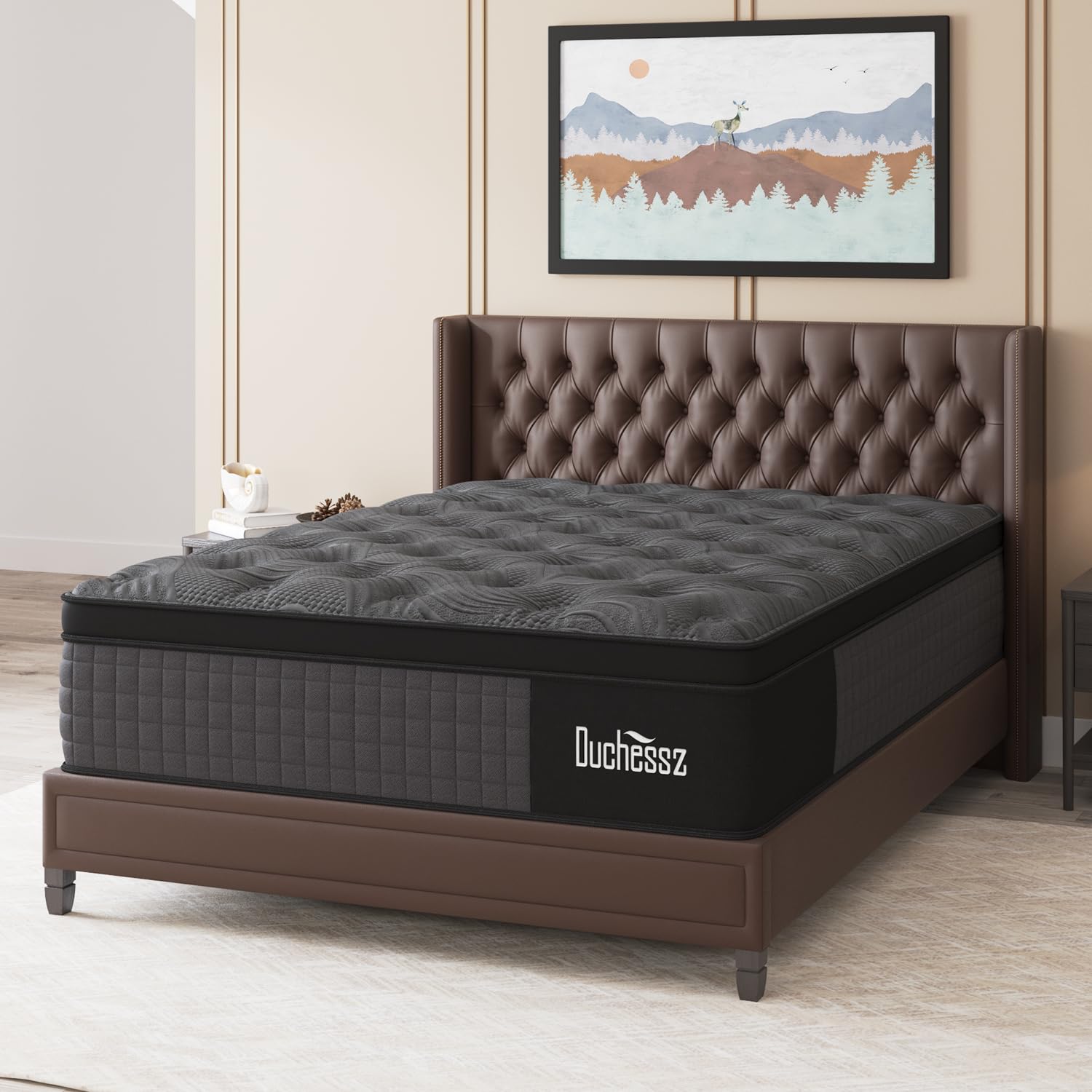 Duchessz Full Mattress, 14 Inch Hybrid Mattress Black with Gel Memory Foam and Individually Pocket Innerspring Euro Top Mattress Medium Firm for Motion Isolation, Edge Support, 100 Night Trial