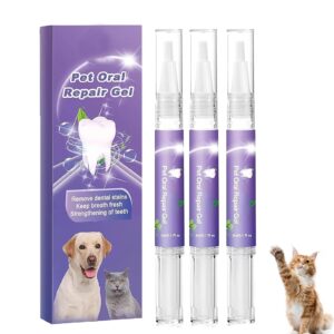 pet oral repair gel, pet oral repair gel for dogs, pet oral restoration gel, pet teeth whitening pen, targets tartars, without brushing, pet breath freshener gel care cleaner (3 pcs)