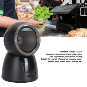 1D 2D QR Barcode Scanner, Omnidirectional HandsFree Automatic USB Barcode Reader Scanner, Cordless Wired Connection, for Banks, Warehouse, Supermarket, Retail Store