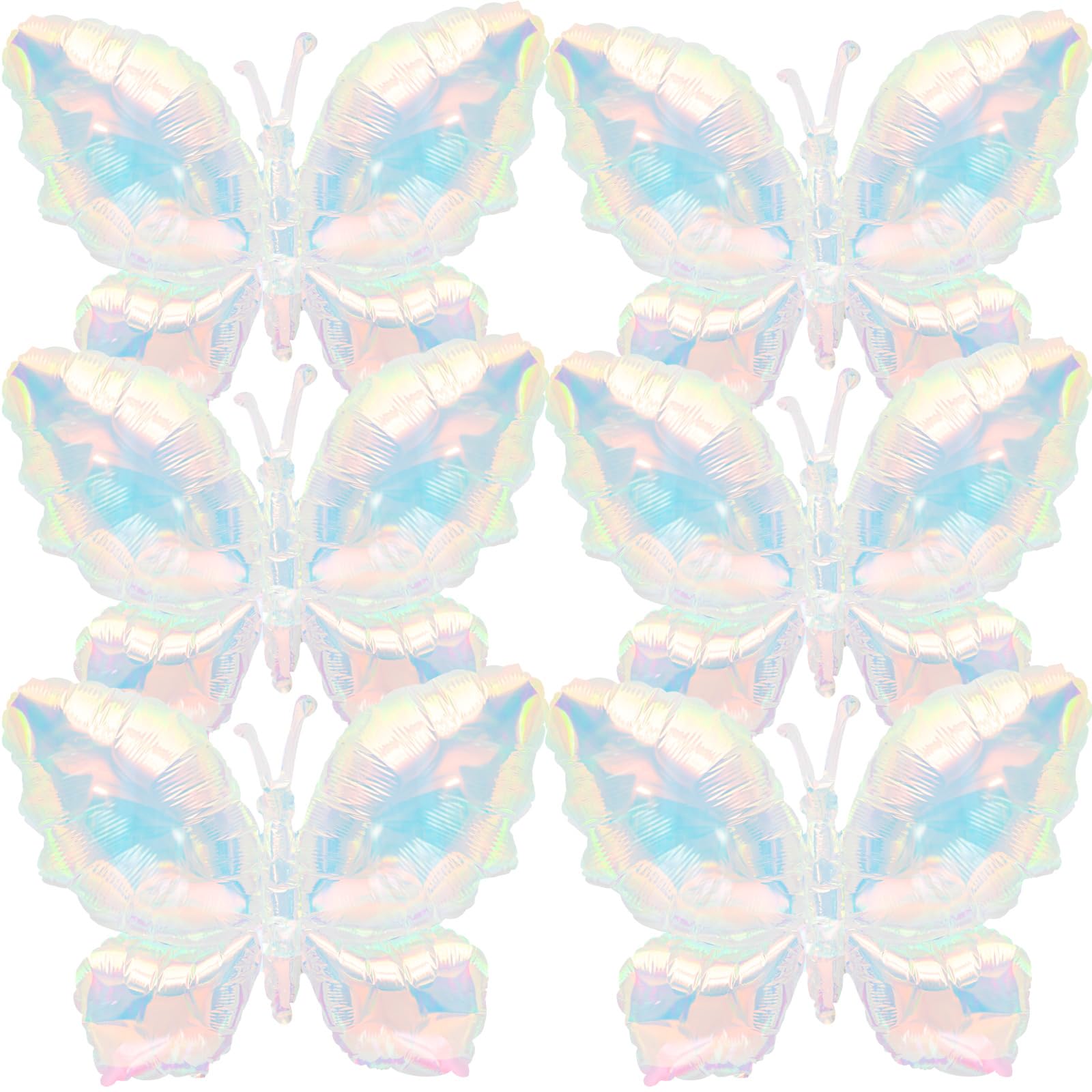 Poen 6 Pcs 40 Inch Butterfly Balloons Iridescent Butterfly Foil Balloons Holographic Butterfly Balloons Decorations Holographic Balloons for Birthday Baby Shower Wedding Butterfly Themed Party