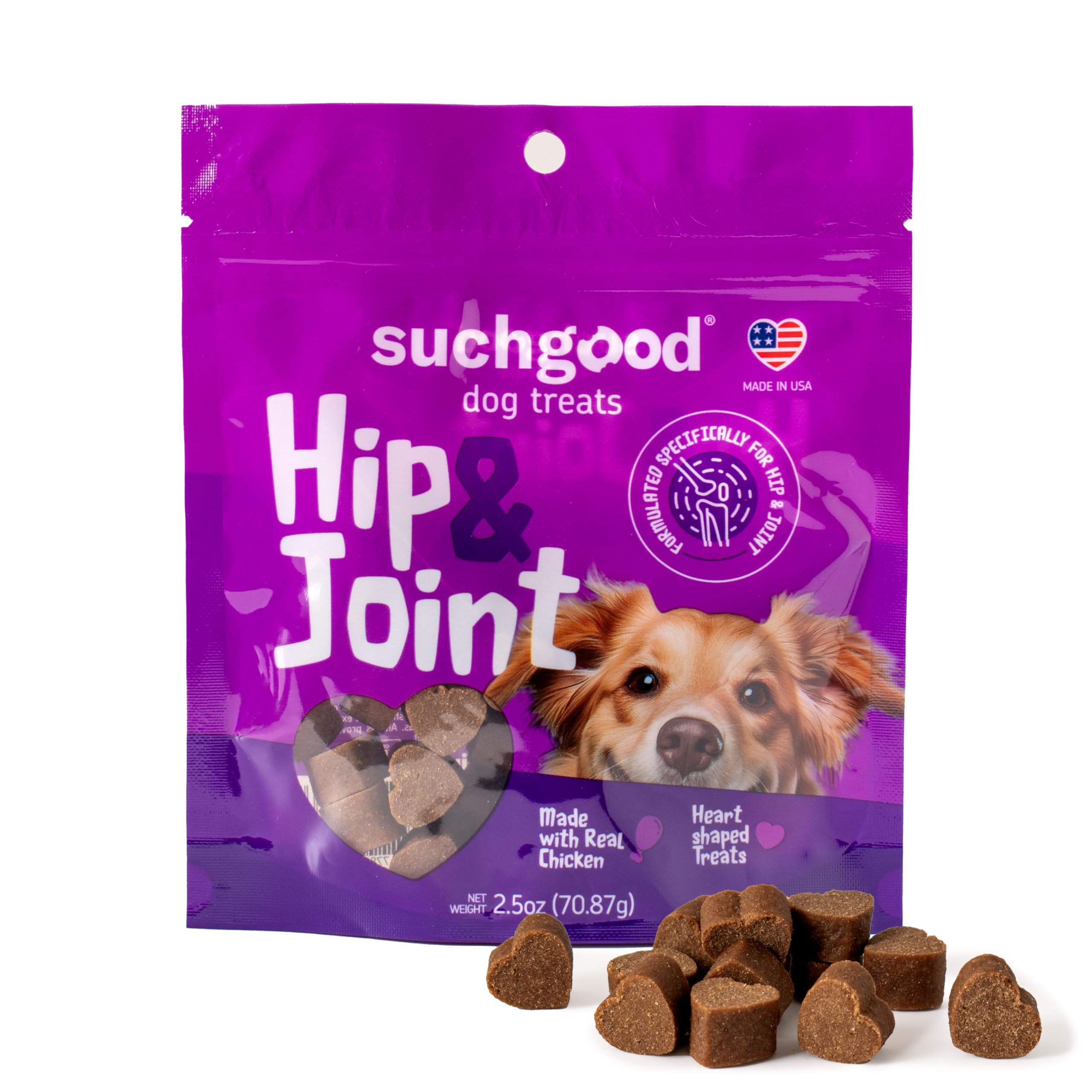 SuchGood Hip and Joint Dog Treats - 70 Count Advanced Joint Support Chews for All Breed Sizes, Premium Glucosamine and Chondroitin for Dogs - (Chicken Flavor, 2 Pack)