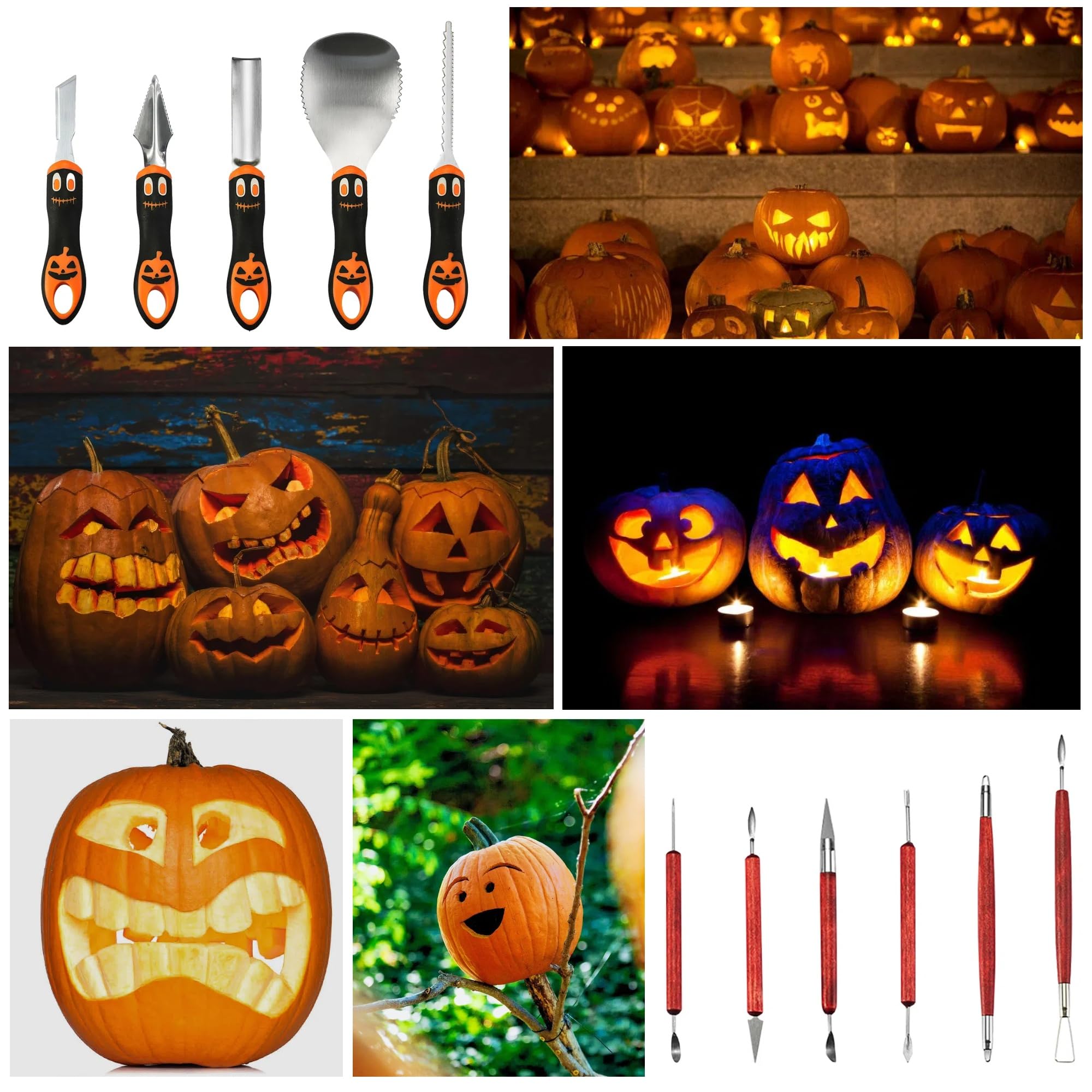 YAIBA Halloween Pumpkin Carving Kit Professional Heavy Duty Carving Set Stainless Steel Double-Side Sculpting Tool Carver Knife for Halloween