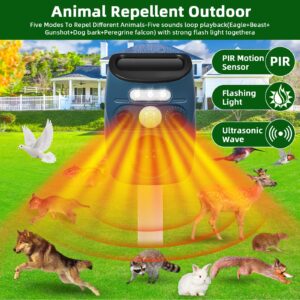 Upgraded Solar Ultrasonic Bird Repeller Bird Deterrents for Outside Bird Repellent Devices Outdoor with Flashing Light & Motion Sensor to Scare Bird Pigeon Woodpecker Out of Farm Balconies House