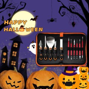 YAIBA Halloween Pumpkin Carving Kit Professional Heavy Duty Carving Set Stainless Steel Double-Side Sculpting Tool Carver Knife for Halloween