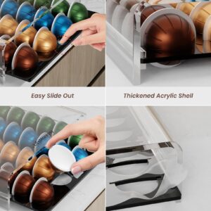 Storage Drawer for Nespresso Vertuo Coffee Pod Holder for Counter Acrylic Coffee Capsule Organizer - 40 Pods