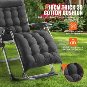 VEVOR Zero Gravity Chair, 26 inch Zero Gravity Recliner Lounge Chair for Indoor and Outdoor, Adjustable Anti Gravity Chair with Cushion, Headrest, Footrest, and Cupholder, 500 lbs, Black