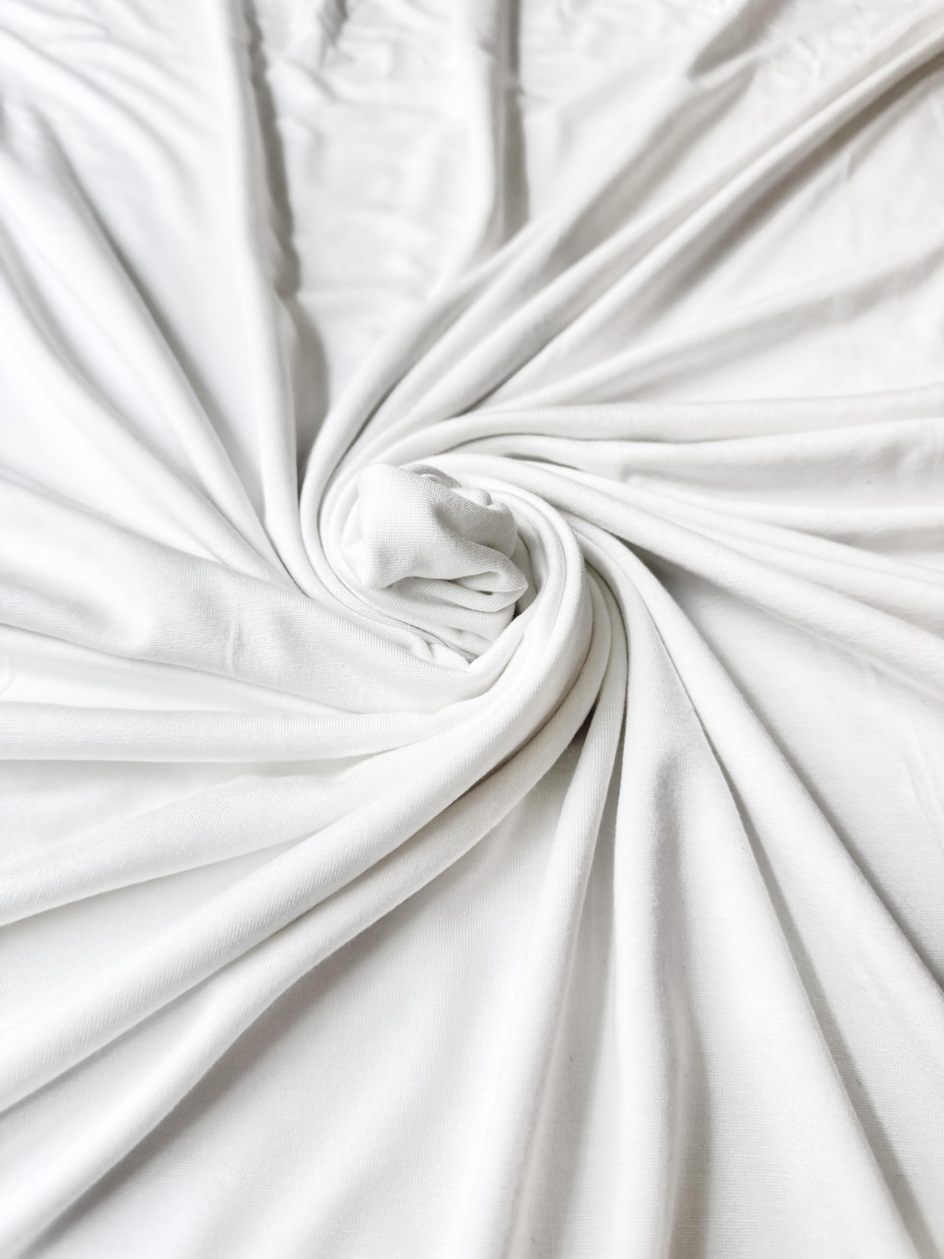 Cotton Jersey Spandex Fabric - Soft - Breathable - All Way Stretch Fabric - Medium Weight - Perfect Choice for Baby Grow, Tshirts, and Cotton Jersey Sheets - 58 Inches Wide - 1 Yard (White)