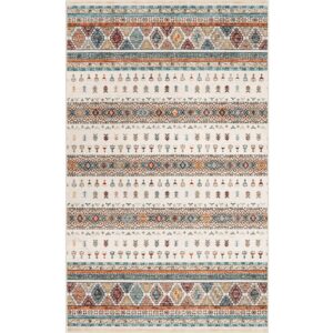 2x3 Washable Entryway Area Rugs: Modern Moroccan Entrance Non-Slip Rug Farmhouse Bedroom Kitchen Bathroom Soft Low Pile Carpet Thin Door Mat for Laudry Hallway Nursery 2x3 Blue/Beige/Multi