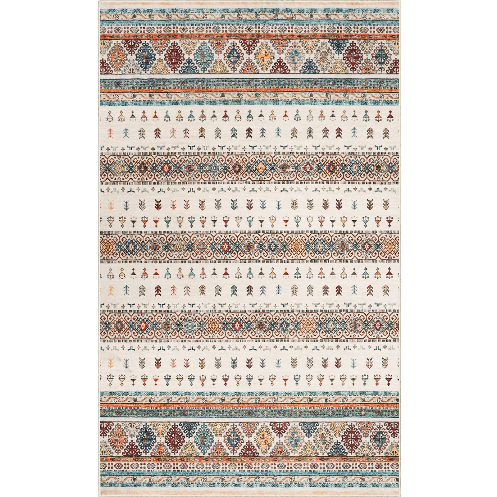 2x3 Washable Entryway Area Rugs: Modern Moroccan Entrance Non-Slip Rug Farmhouse Bedroom Kitchen Bathroom Soft Low Pile Carpet Thin Door Mat for Laudry Hallway Nursery 2x3 Blue/Beige/Multi