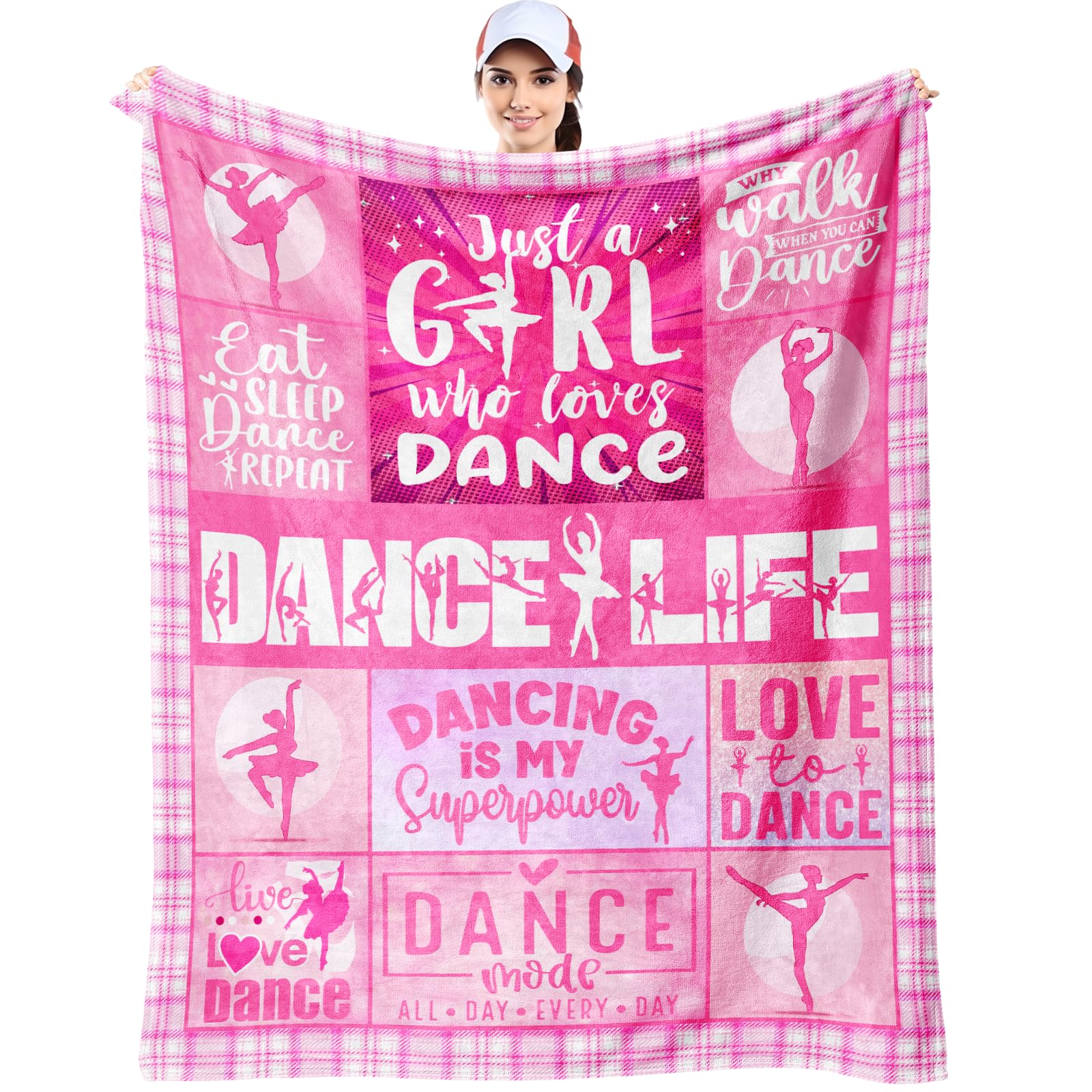 Dance Gifts for Girls Throw Blanket 60" x 50", Dancer Gifts for Teen Girls, Ballet Gifts for Girls, Dance Recital Gifts for Girls, Best Gifts for Dancers Girls Teens/Ballerina/Dancers/Dance Team