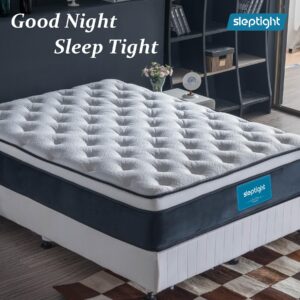 Sleptight King Mattress, 12 Inches Pillow Top Hybrid Mattress in a Bag, Memory Foam Pocket Spring Mattress for Medium Firm Support Mattress