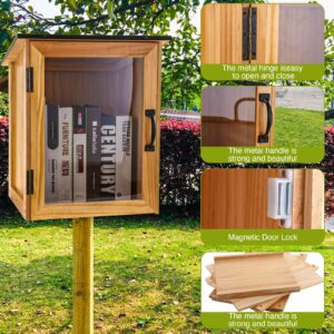 NatldGs Little Library Box Outdoor Kit - A Wooden Library Box and A Library Garden Flag for Sharing Books, Communication and Learning Between Neighbouring Communities