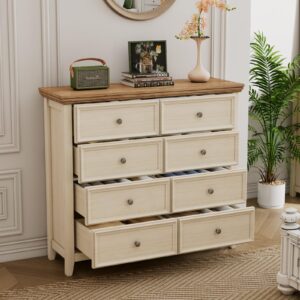 BLANKSPACE Dresser for Bedroom,Modern 8 Drawer Dresser, Wood Drawer Organizer with Metal Knobs, Large Capacity Wood Cabinet for Bedroom, Hallway