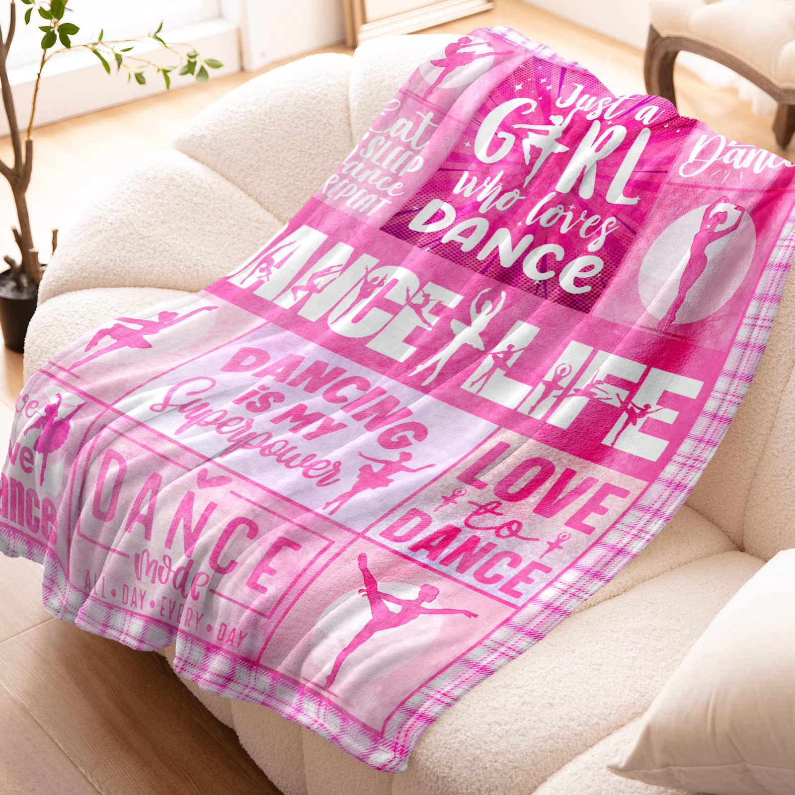 Dance Gifts for Girls Throw Blanket 60" x 50", Dancer Gifts for Teen Girls, Ballet Gifts for Girls, Dance Recital Gifts for Girls, Best Gifts for Dancers Girls Teens/Ballerina/Dancers/Dance Team