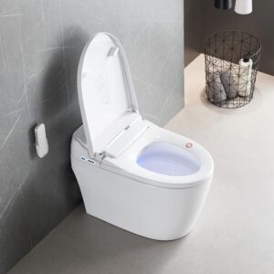 WinZo Smart Toilet with Tankless and Bidet Built In, Auto Open and Close, Auto Flush, Foot Sensor Operation, Integrated Multi-function Remote Control,One Piece Elongated Modern Bidet Toilet