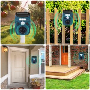 Upgraded Solar Ultrasonic Bird Repeller Bird Deterrents for Outside Bird Repellent Devices Outdoor with Flashing Light & Motion Sensor to Scare Bird Pigeon Woodpecker Out of Farm Balconies House