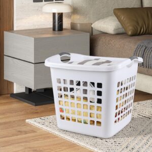 Anbers 4-Pack Large Plastic Laundry Hamper Basket, White Clothes Hamper