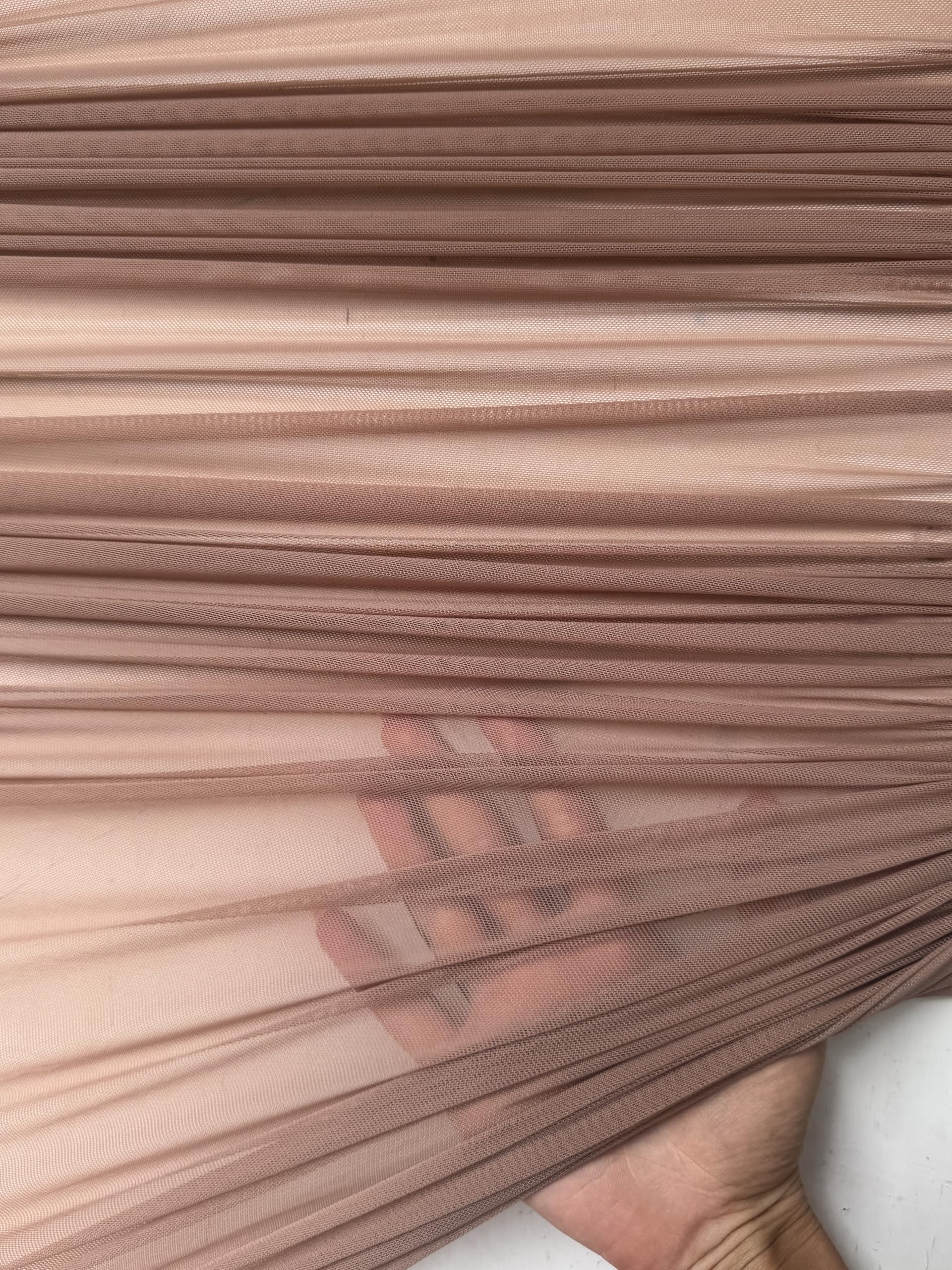 Power Mesh Fabric – 60 inch Width, Lightweight 4-Way Stretch Blend of Synthetic Fibers and Spandex, Perfect for Bra, Control-Topped Pantyhose, and Swimwear Linings (Mocha)