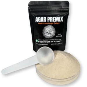 Malt Extract Agar (MEA) Premix (100 Grams) | MEA Premix Makes 100 Agar Plates | Agar Premix for Mushroom Mycelium | Make Agar Petri Dishes for Mycology