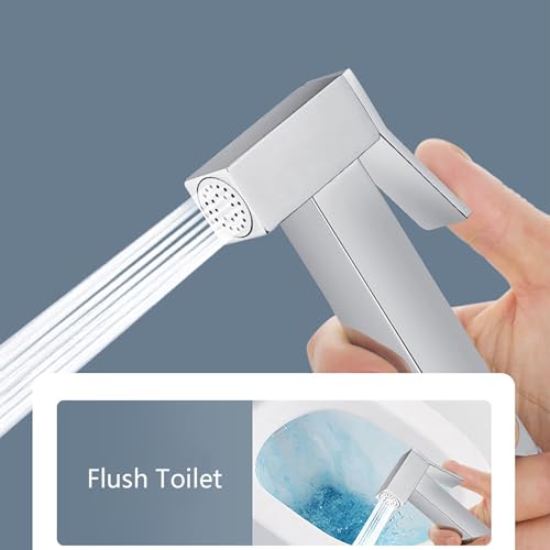 SWHC Handheld Bidet Sprayer, Bidet Sprayer for Toilet with 1.2M Hose and Bracket Holder Wall Mounted Brass Bidet Tap Kit for Toilet Cleaning Pet Bath Personal Hygiene, Chrome