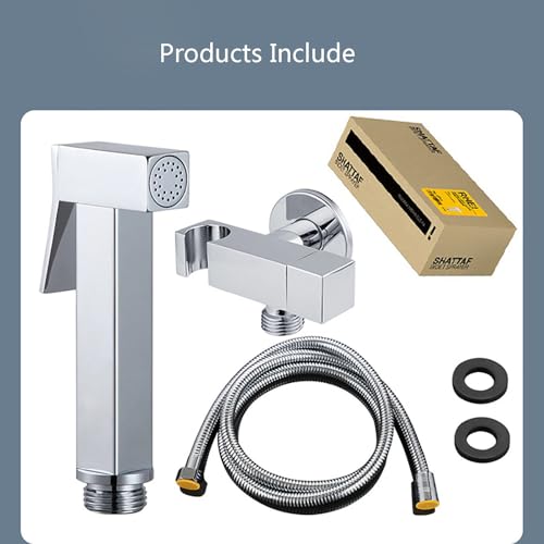 SWHC Handheld Bidet Sprayer, Bidet Sprayer for Toilet with 1.2M Hose and Bracket Holder Wall Mounted Brass Bidet Tap Kit for Toilet Cleaning Pet Bath Personal Hygiene, Chrome