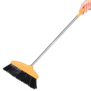 Cabilock Long Handled Broom, Stainless Steel Broom Brush Angle Head Floor Brooms Heavy Duty Indoor Commercial Broom Sweeper Floor Cleaning Tool for Garage Lobby