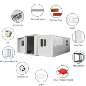 Double-storey quick build steel frame retractable container house