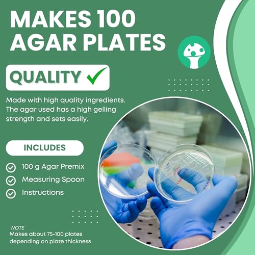 Malt Extract Agar (MEA) Premix (100 Grams) | MEA Premix Makes 100 Agar Plates | Agar Premix for Mushroom Mycelium | Make Agar Petri Dishes for Mycology