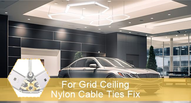 Brivulgent Hexagon LED Lights 5 Grid Garage Car Detailing - Hexagon Ceiling Lights Total Gym, Barber Shop, Workspace - Flicker-Free LED Hex Lights with Wider Coverage