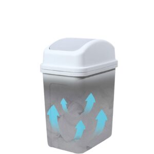 Plastic Swing Top Garbage Buckets, Kitchen Trash Can, Trash Can with Lid, 360 ° Sliding Lid, 2024 Upgraded Plastic Swing Top Trash Can, Bathroom Trash Can 3 Colors (Light Gray)