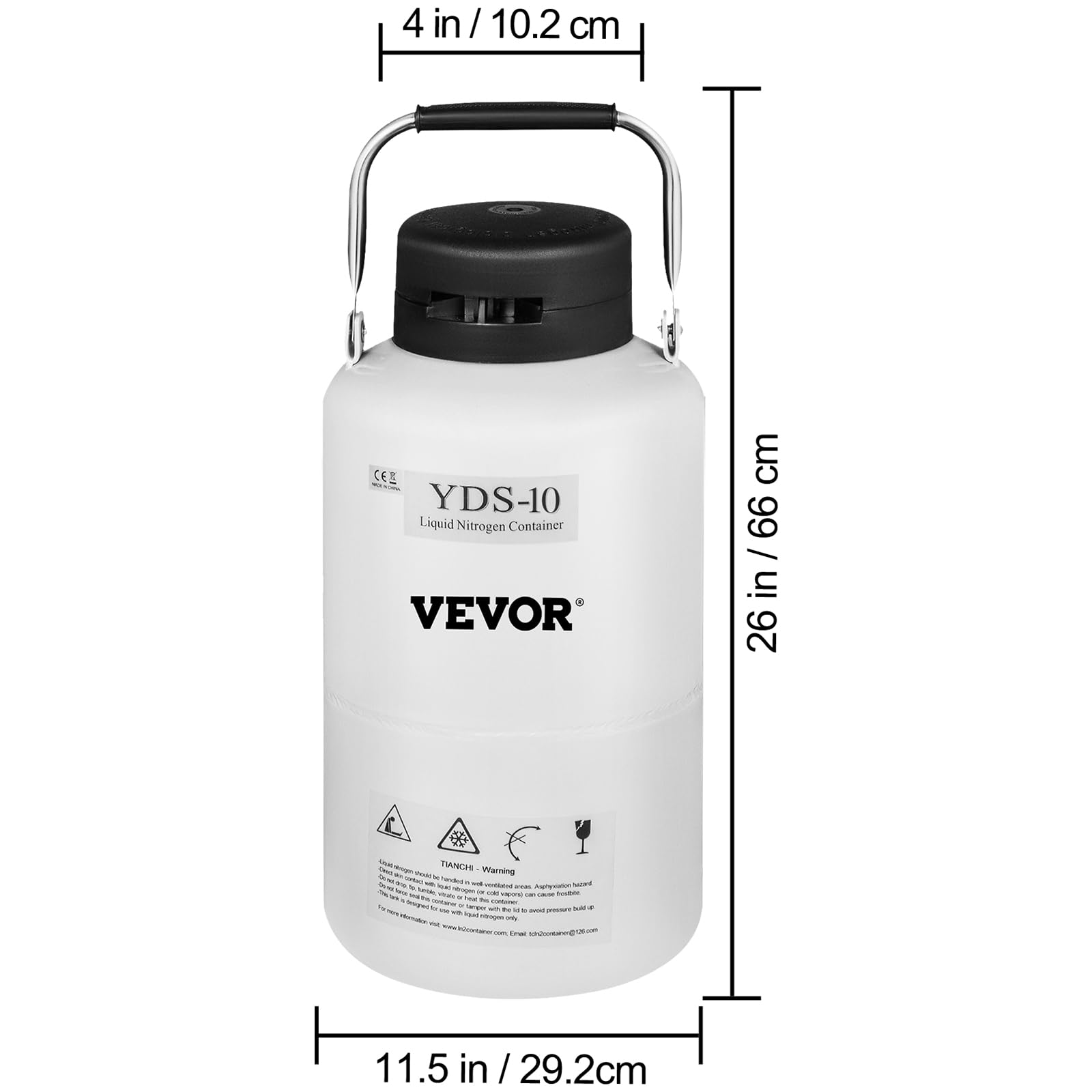 VEVOR Liquid Nitrogen Container 10L Aluminum Alloy Liquid Nitrogen Tank Cryogenic Container with 6 Canisters and Carry Bag