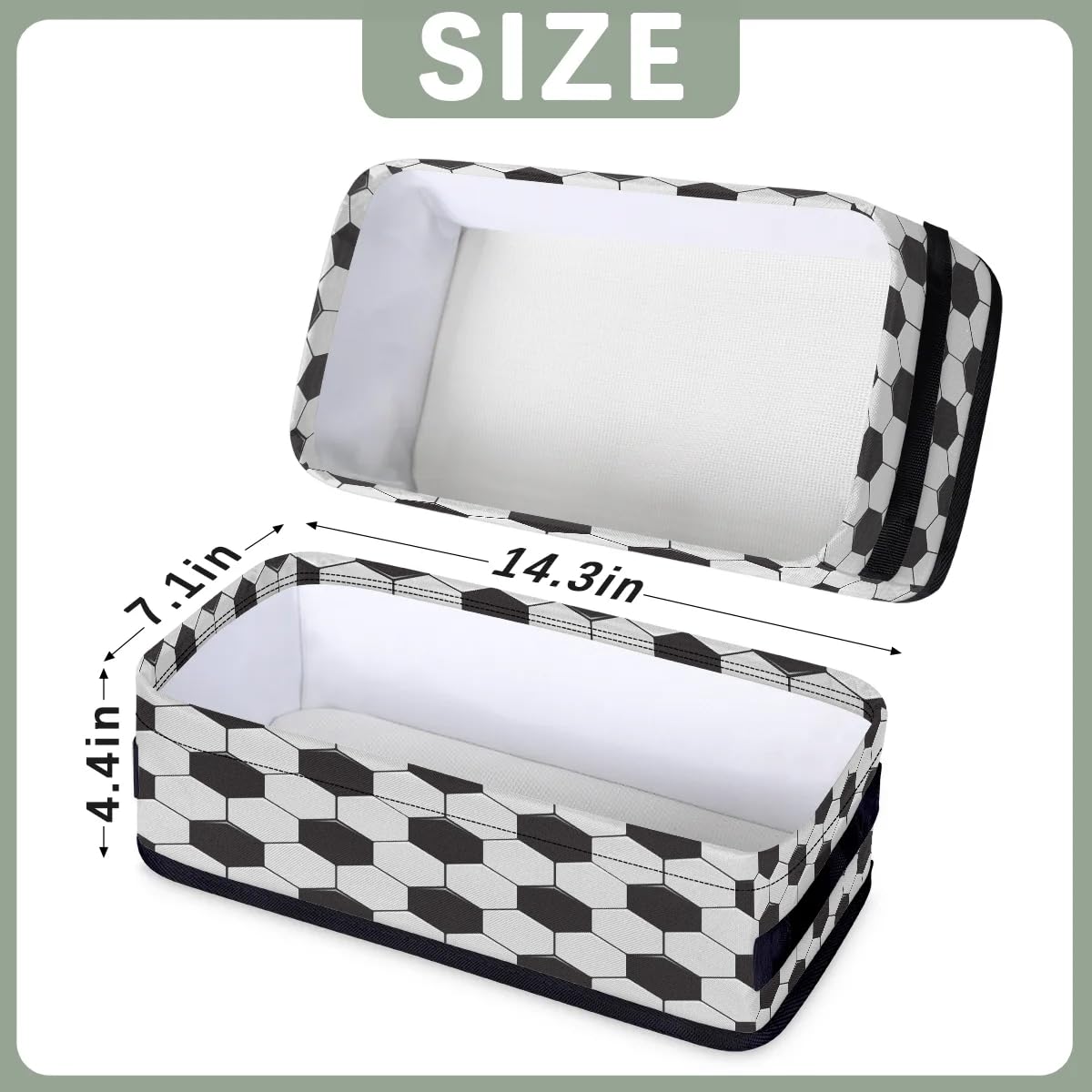 Classic Hexgon Soccer Bathroom Basket Small Storage Bin Fabric Toilet Paper Basket Foldable Organizer Baskets for Bathroom Countertop Decor, 2 Pack