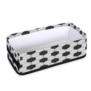 Classic Hexgon Soccer Bathroom Basket Small Storage Bin Fabric Toilet Paper Basket Foldable Organizer Baskets for Bathroom Countertop Decor, 2 Pack