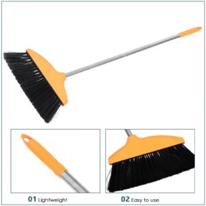 Cabilock Long Handled Broom, Stainless Steel Broom Brush Angle Head Floor Brooms Heavy Duty Indoor Commercial Broom Sweeper Floor Cleaning Tool for Garage Lobby