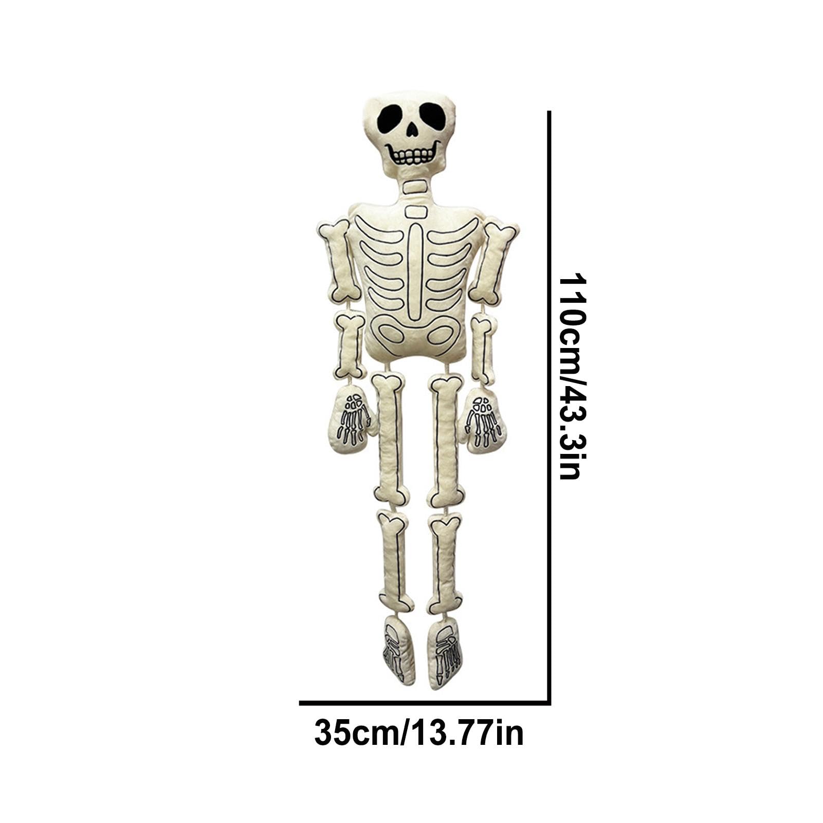 Halloween Plush Skeleton, 110cm/43 Inch Skeleton White Bone Plush Doll, White Bone Skeleton Plush Skeleton Doll, Skeleton Pillow Ornament Stuffed Skeleton Halloween Decor