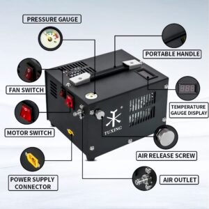 Pcp Air Compressor 4500Psi 30Mpa Powered by Car 12V DC or Home 110V AC 500W/Converter Paintball/Scuba Tank Compressor Pump