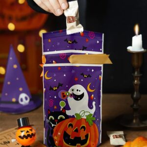 VIFOME 24 Pcs Halloween Bags Ghost Bags Halloween Trick Treat Bags Plastic Bags with Ribbons for Gift Wrapping Halloween Party Decoration