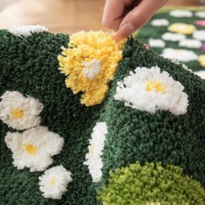 LRSBDSRL 3D Floral Area Rug, Lovely Green Moss, Irregular Flower Pattern, Non-Slip Plush, Washable Rug,for Playroom,Bedroom Floor Mat Bathroom Rug Laundry Rug (B, 2ft x 4ft)