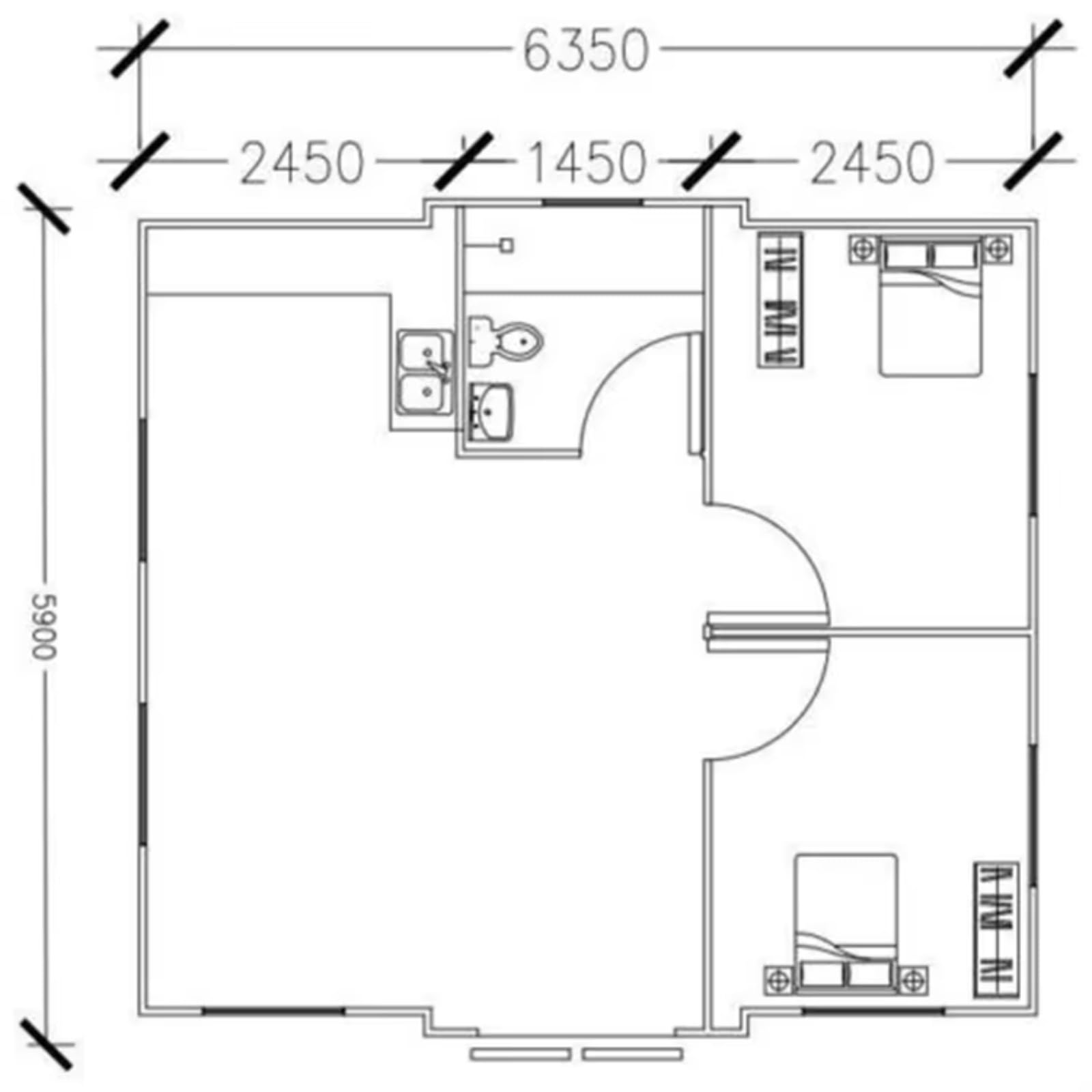 Luxury Prefab House Economical Portable 2 Bedroom Living Tiny Home Modular House