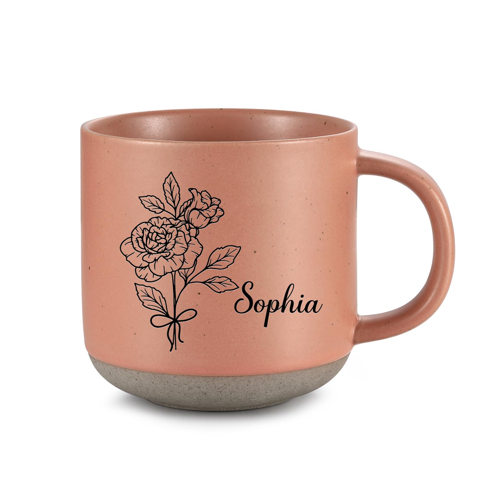 Personalized Ceramic Coffee Mug for Women: Custom Birth Flower Mug with Name & Text for Grandma Wife Mom Sister - Gifts for Grandparents' Day Christmas Birthday Mother’ Day