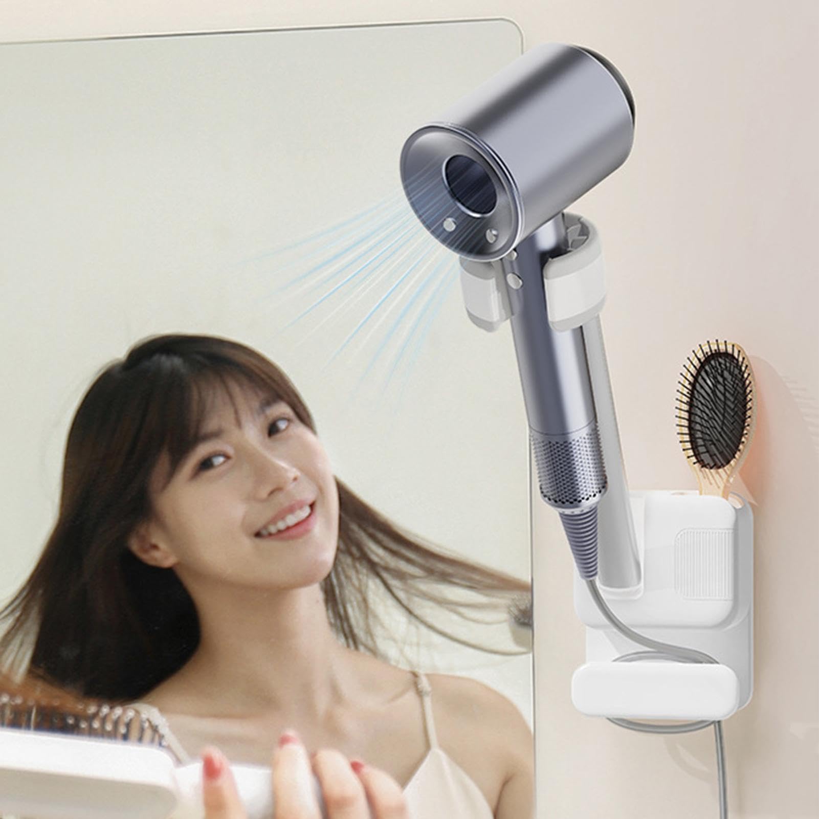 Hair Dryer Holder - Waterproof Hair Drying Organizer | Adjustable Hair Dryer Storage Rack | Drill- Hair Dryer Holder Wall Mount | Hands- Holder Stand | Hair Drying Organizer for Home, Bathroom